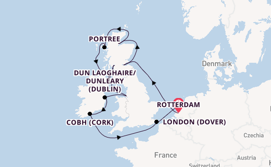 British Isles from Rotterdam, The Netherlands with the Nieuw Statendam