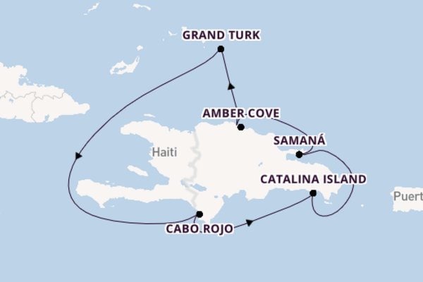 Caribbean vanaf La Romana, Dominicaanse Republiek met de Costa Pacifica