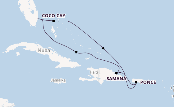 Karibik ab Fort Lauderdale (Port Everglades), USA auf der Legend of the Seas
