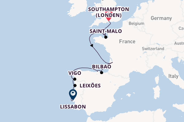 Verenigd Koninkrijk vanaf Southampton (Londen), Engeland met de Silver Dawn