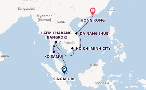 South East Asia from Hong Kong, China with the Azamara Onward