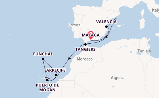 Canary Islands from Málaga, Spain with the Azura