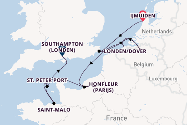 Verenigd Koninkrijk vanaf IJmuiden, Nederland met de Silver Spirit