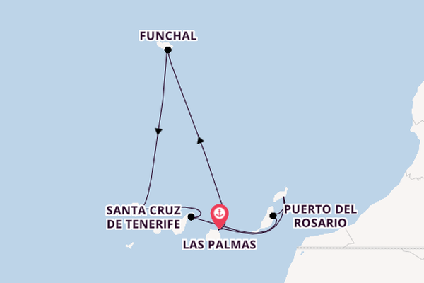 Canarische Eilanden vanaf Las Palmas, Gran Canaria, Spanje met AIDAcosma