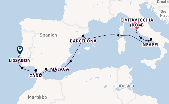 Westliches Mittelmeer ab Civitavecchia (Rom), Italien auf der Seven Seas Grandeur