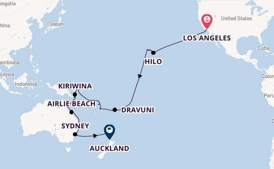Transpacific from Los Angeles, California, USA with the Coral Princess
