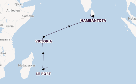 Indischer Ozean ab Port Louis, Mauritius auf der EUROPA