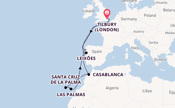 17 day cruise on board the Ambience from Tilbury (London)