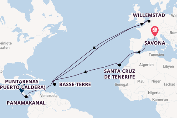Transatlantik ab Savona, Italien auf der Artania