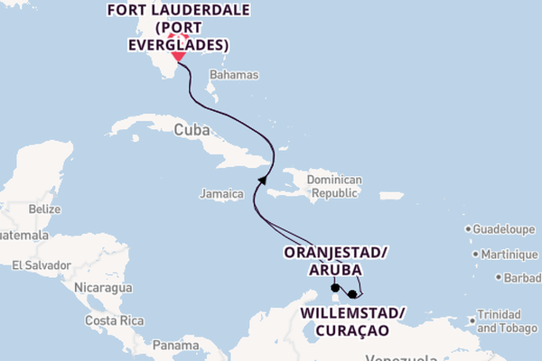 Southern Caribbean from Fort Lauderdale (Port Everglades), Florida, USA with the Regal Princess