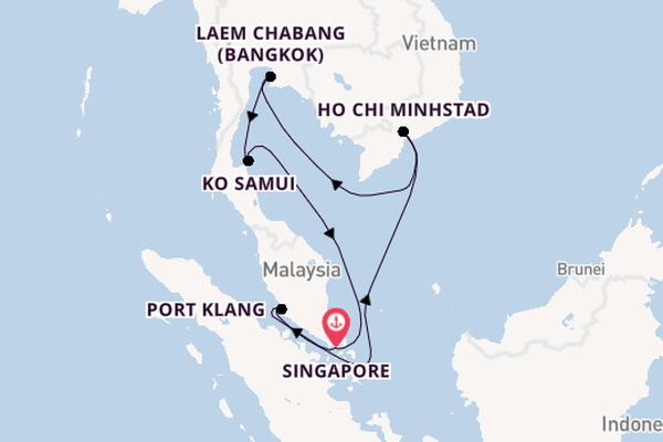 Zuidoost-Azië vanaf Singapore, Singapore met de Royal Princess