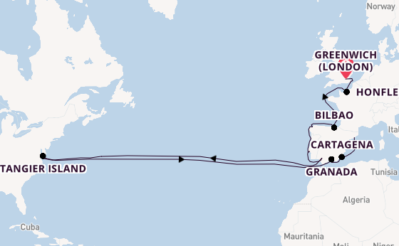 Transatlantic from Greenwich (London), England with the Viking Libra