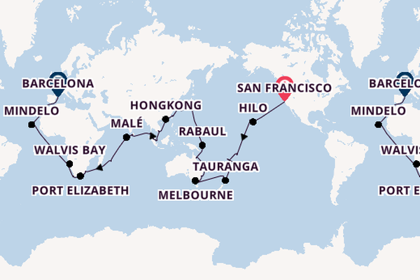 Wereldreizen vanaf San Francisco, Verenigde Staten met de Costa Deliziosa
