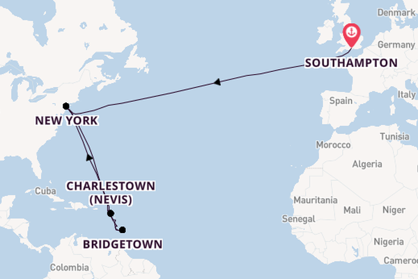 Transatlantic from Southampton, England with the Queen Mary 2