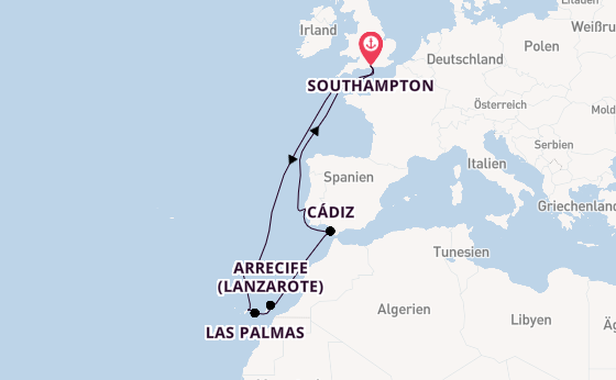 Kanarische Inseln ab Southampton, Großbritannien auf der Ventura