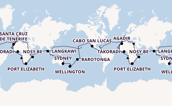 Round-the-World Trip from Fort Lauderdale (Port Everglades), Florida, USA with the Viking Sky