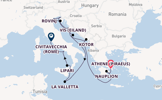 Middellandse Zee vanaf Athene (Piraeus), Griekenland met de Seabourn Ovation