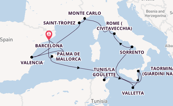 Western Mediterranean from Barcelona, Spain with the EXPLORA I