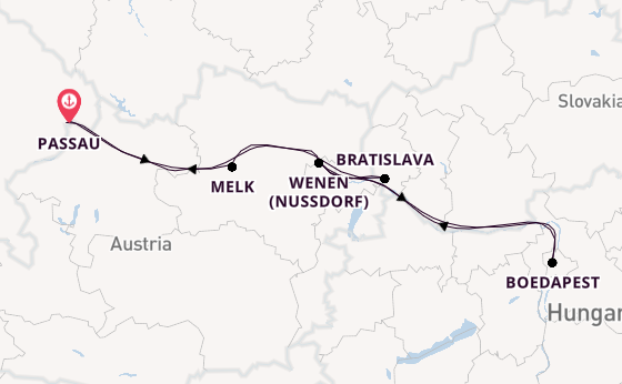 Donau vanaf Passau, Duitsland met de Amelia