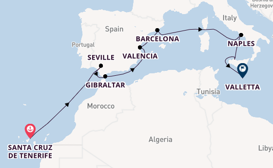 Western Mediterranean from Santa Cruz de Tenerife, Spain with the Azura