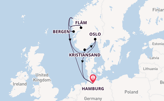 Noorwegen vanaf Hamburg, Duitsland met de Mein Schiff Relax