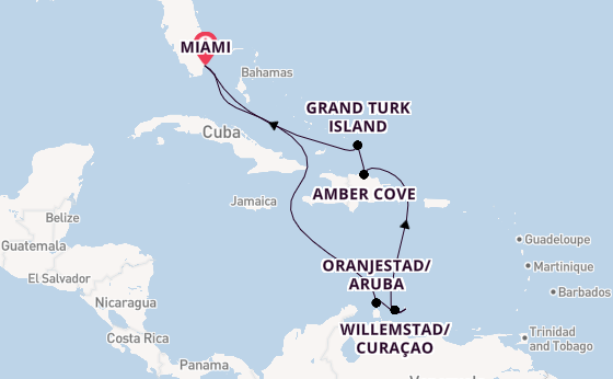 Caribbean from Miami, Florida, USA with the Carnival Conquest