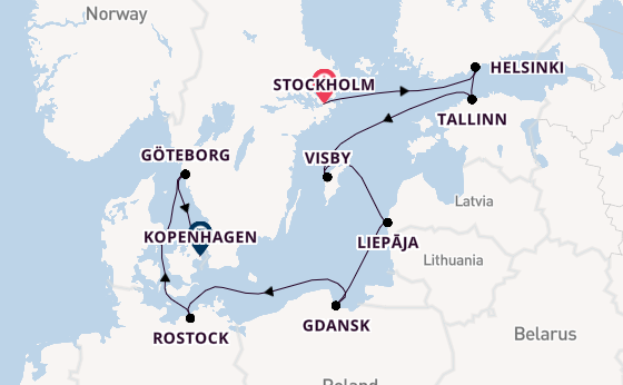 Oostzee vanaf Stockholm, Zweden met de Seven Seas Voyager