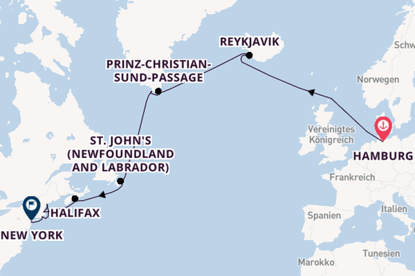 Transatlantik ab Hamburg auf AIDAluna