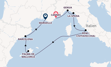 Westliches Mittelmeer ab Cannes, Frankreich auf der MSC Grandiosa