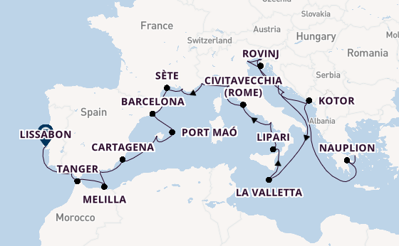 Middellandse Zee vanaf Athene (Piraeus), Griekenland met de Seabourn Ovation