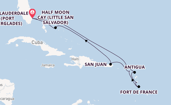 Caribbean from Fort Lauderdale (Port Everglades), Florida, USA with the Rotterdam