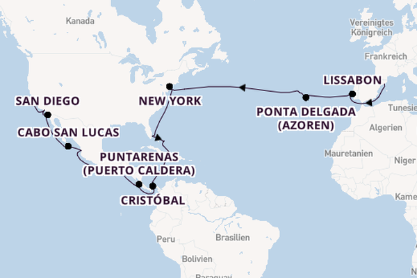 Transatlantik ab Barcelona, Spanien auf der Costa Deliziosa