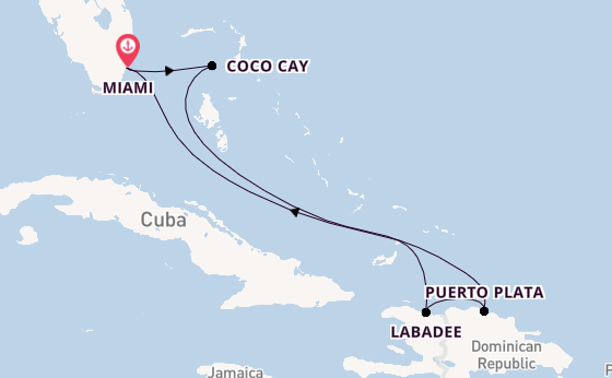 Caribbean from Miami, Florida, USA with the Allure of the Seas