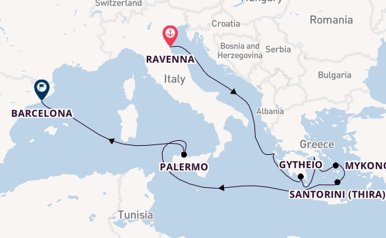 Mediterranean from Ravenna, Italy with the Seven Seas Prestige