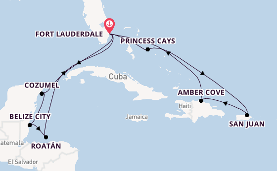 Caribbean vanaf Fort Lauderdale, Verenigde Staten met de Sun Princess