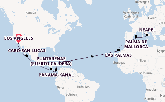 Transatlantik ab Los Angeles, USA auf der MSC Magnifica
