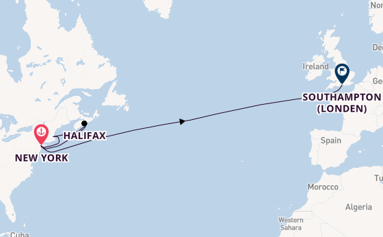 trans-Atlantisch vanaf New York, Verenigde Staten met de Queen Mary 2