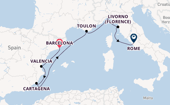 Westelijke Middellandse Zee vanaf Barcelona, Spanje met de Silver Nova