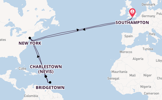 Transatlantic from Southampton, England with the Queen Mary 2