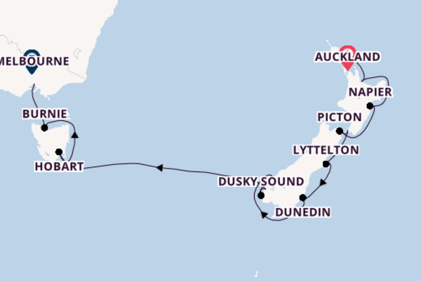 13-tägige Kreuzfahrt von Auckland nach Melbourne