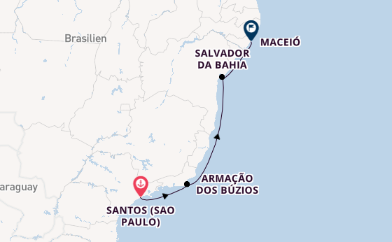Brasilien ab Santos (Sao Paulo), Brasilien auf der MSC Virtuosa