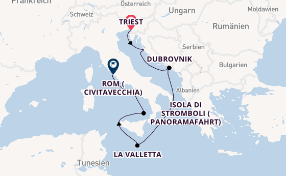 Mittelmeer ab Triest, Italien auf der Queen Victoria