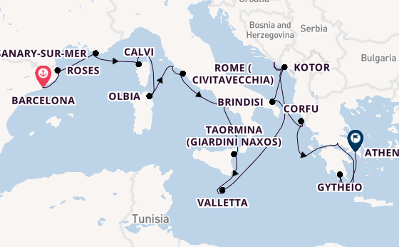 Mediterranean Sea from Barcelona, Spain with the Seabourn Ovation 