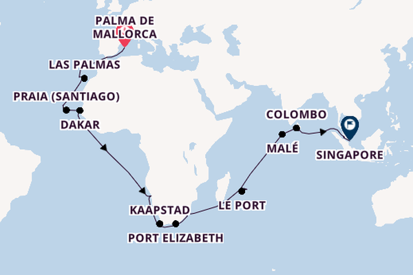 Afrika vanaf Palma de Mallorca, Mallorca, Spanje met de Mein Schiff 6