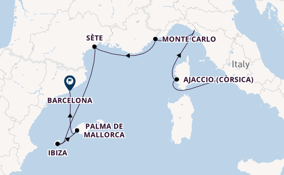 Westelijke Middellandse Zee vanaf Civitavecchia (Rome), Italië met de Marina