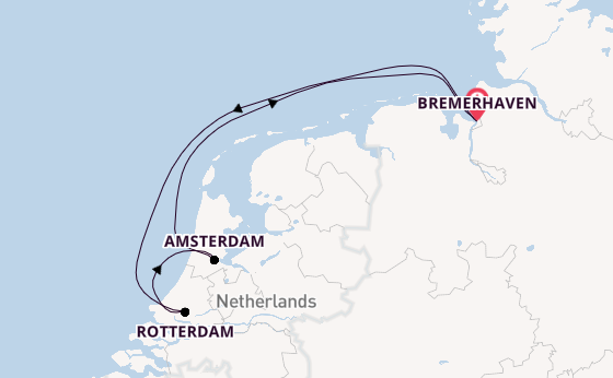West-Europa vanaf Bremerhaven, Duitsland met de Mein Schiff 3