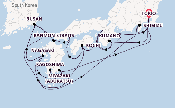 Japan vanaf Tokio, Japan met de Diamond Princess
