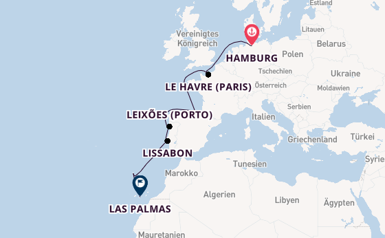 Portugal ab Hamburg auf der Mein Schiff 7