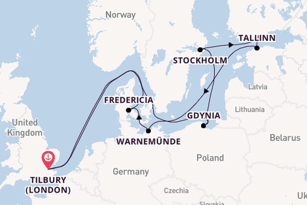 15 day cruise with the Ambience to Tilbury (London)