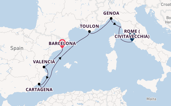 Western Mediterranean from Barcelona, Spain with the Silver Nova
